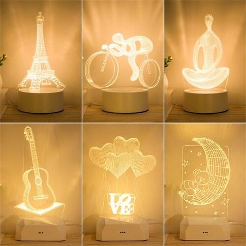 3D LED Night Light USB Bedside Lamp Novelty Illusion Light Children Bedroom Table Light Birthday Gift