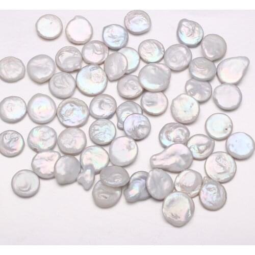 5PCS High Quality Natural Made Button Pearl White Beads For DIY Charm Necklace Jewelry