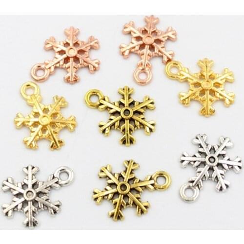 50pcs 18X13mm Alloy Christmas Snowflake Pendant Charms Necklace Bracelet Earring DIY For Jewelry Making Accessories Supplies