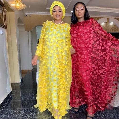 African Dresses for Women Lace Floral Bazin Boubou Dashiki Clothes Abaya Dubai Robe Party Long Dress Stretch Vest Inner Dress