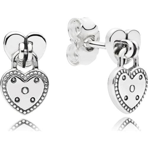 Baofu New 925 Sterling Silver Ear Studs Love Heart-shaped Lock European Aboriginal Earrings Ladies Gift High Jewelry