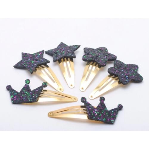 6pcs/8pcs/lot Girls Hairclips Glitter Star Crown Flower Shape Birthday Gift Girls Hair Accessories Kids Hair Clips For Children
