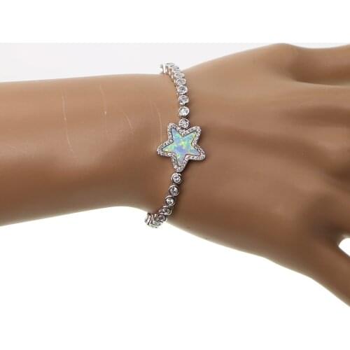 Slider box chain tennis chain star charm fire opal star charm delicate teen girl women top quality Gem Christmas gift bracelet