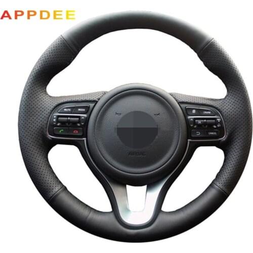 Handsewing Black Artificial Leather Steering Wheel Covers for Kia K5 2016 Sportage 4 KX5 2016