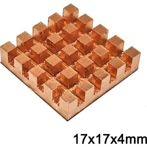 Pure Copper Heat Sink Adhesive Back Cooling For VGA DDR MOS GPU IC Chipset Radiator Cooler Heatsink 17x17x4mm