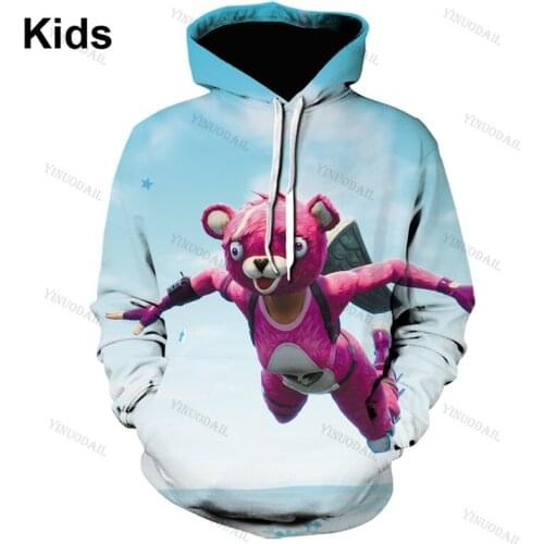 Shooting Cute Bear Victory Game 100-160cm Children Hoodie Gunman 3D Hoodies Streetwear Hip Hop Warm Hoody Sweatshirt Harajuku