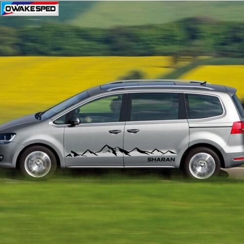 Both Side Mountain Grahpic Sticker For VW-Volkswagen Sharan Car Body Door Skirt Vinyl Decals Sport Stripes Accessories