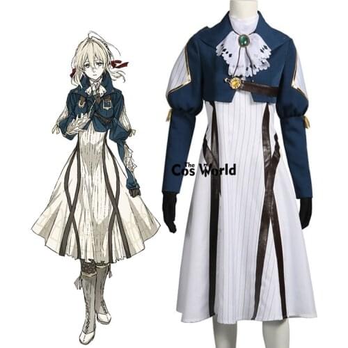 Violet Evergarden Coat Dress Uniform Outfit Anime Cosplay Costumes