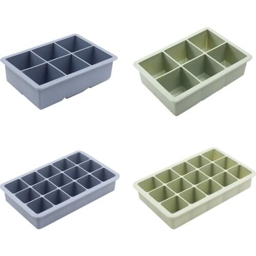 3Color Big Grid Silicone Ice Cube Mold Ice Cube Maker Flexible Silicone Ice Cube Tray with Lid Kitchen Gadgets and Accessories