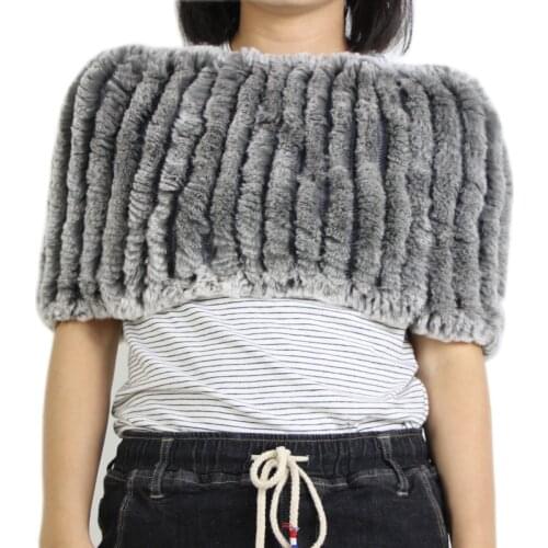 Harppihop*women warm real rex rabbit fur shawl wrap stole 2019 new style girls natural rabbit fur poncho shawls scarves