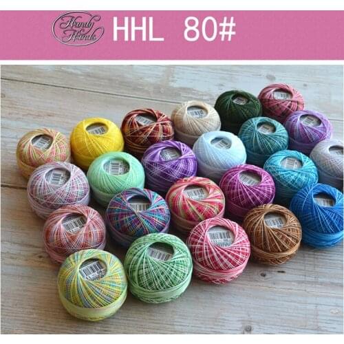 HHL cotton lace line Woven Crochet hook /Shuttle thread NO.80 dyed series 10g/roll 168meters thickness 0.2-0.3mm 124~147