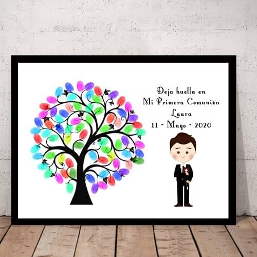 Personalized Theme Name Date Mi Primera comunión Guestbook Kids First Holy Communion Party Decoration (Inkpad Included) HK273