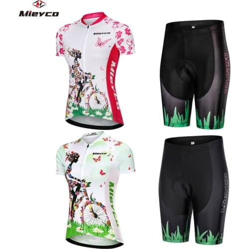 2 suit 2020 Pro Team Summer Cycling Jersey Set Bicycle Clothing Breathable Women Short Sleeve Shirt Bike Bib Shorts 5D Gel Pad