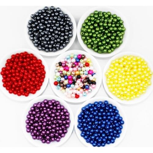 3-10mm Round Hole Beads Acrylic Plastic ABS Imitation Pearl Spacer Beads for Jewelry Making Handmade DIY Charm Gift for Women