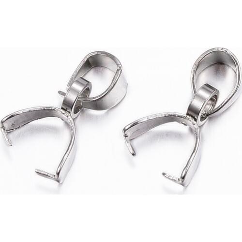 PandaHall 10pcs 13/15/17/18mm 304 Stainless Steel Metal Jewelry Findings Pendant Pinch Bails
