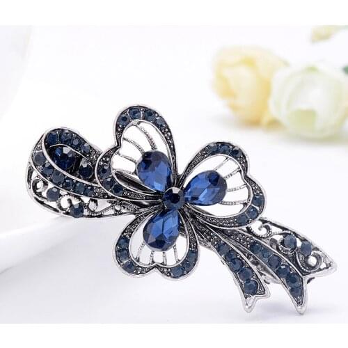 Fashion Floral HairPin Women and Girls Hair Grip Dress and Accessories Finest Alloy Crystal Stud Royal Blue Free Shipping