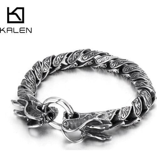 10mm Stainless Steel Thai Dragon Bracelet Men Cool Viking Jewelry