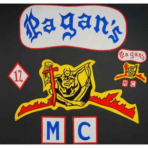 Pagans MC Skull Embroidery Motorcycle Knight Patch Iron-On Sew On Backing for Jacket Vest