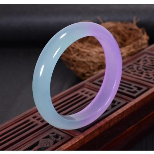 100%real jade bangle natural handmade bracelets floating flower emerald ladies Violet bangle add certificate