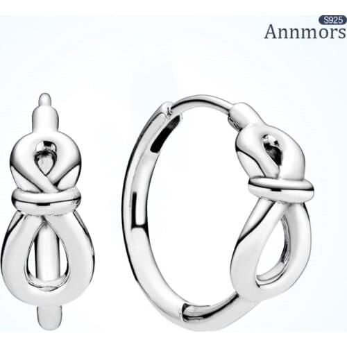 Bow Hoop Earring Silver Sterling 925 Original Jewelry Circle Earring Sliver Women Wedding Party Engagement Ear Piercing Jewelry