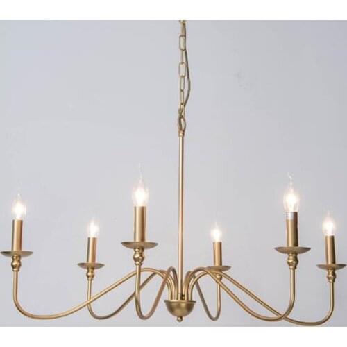 American Country Retro Livingroom Bedroom Decoration Hanging Light Fixtures Special Creative Brass Iron Candle Pendant Lights