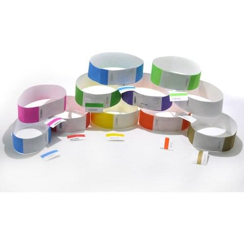 Custom 1" Tyvek Wristbands Stub Detachable for ID Paper Wristbands for Party Events,Black Imprint Only 500 Pieces Free Shipping