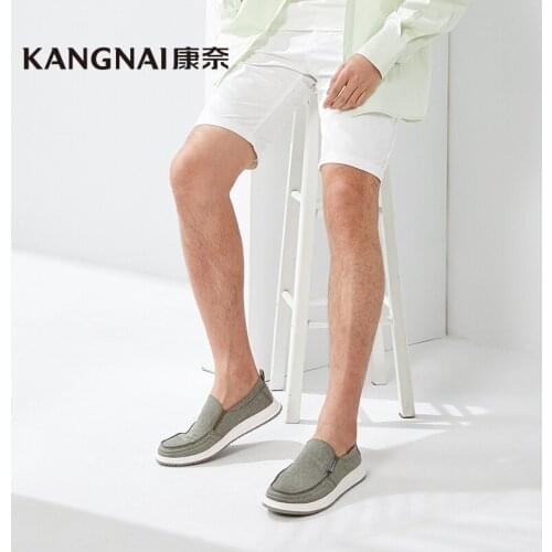 KANGNAI Men Sneakers Casual Shoes Canvas Soft Sole Comfortable Slip-On Male Driving Walking Flats