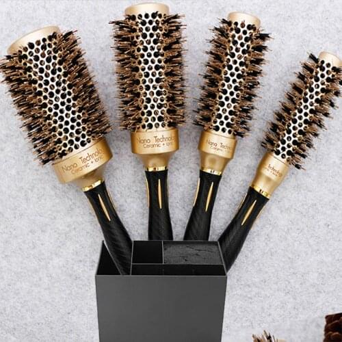 Professional Thermal Ceramic Ionic Round Barrel Hair Brush Comb with with 1PCS Hairdressing Tools Storage Box