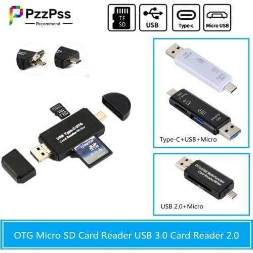 PzzPss Mini OTG Micro SD Card Reader USB3.0 Card Reader 2.0 For USB Micro SD Adapter Flash Drive Smart Memory Card Reader Type C