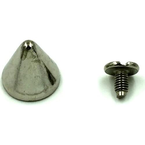 Silver Tone Punk Cone Spike Studs Spots Garment Rivets For Leather Hardware Accessories DIY Bag Shoes Clothes Making 11x12mm