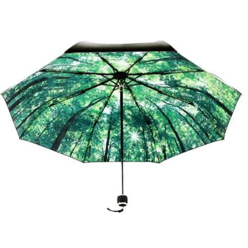 Walking Forest Upscale Black Folding UV Umbrella High-quality Stainless Steel Pipe Parasol Outdoor Windproof Bumbershoot