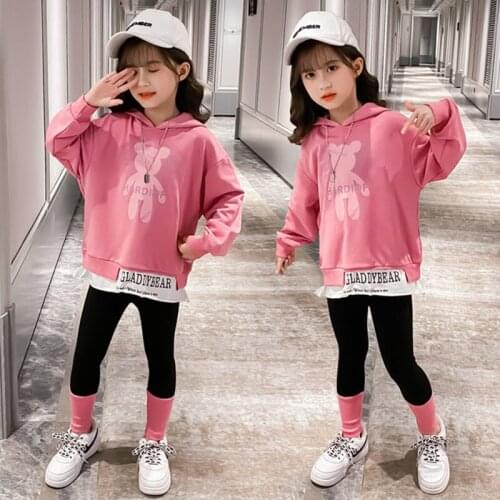 New Fashion Big Girls Sports Suit Semi-high Collar Letter Zipper Clothing Set Teenage Spring Autumn Girls Tracksuit Kids Outfits