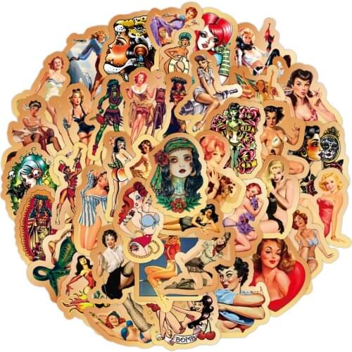 10/30/50PCS Retro Style Sexy Girl Graffiti Stickers DIY Car Bike Travel Luggage Phone Laptop Classic Toy Funny Sticker Decals