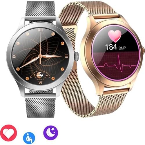 Stainless Steel Smart Watch Women Girls Female Sport Wristwatch Heart Rate Monitor Fitness Tracker Life Waterproof Smartwatch