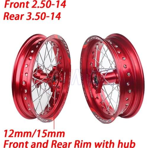 Off Road 14" Inch Dirt Pit Bike Front Rear Wheels Set 2.50-14"3.50-14" Alloy Rim For KAYO BSE Apollo Xmotos Racing Supermoto
