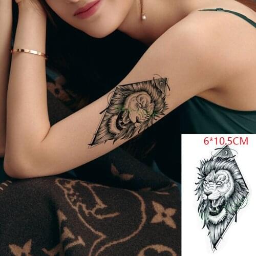 Waterproof Temporary Tattoo Sticker Lion Moon Animal Circle Cool Body Art Flash Tattoo Fake Tattoo for Women Men