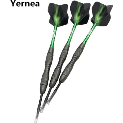 Yernea Professional Hard Darts 3Pcs High Quality 20g Steel Tip Darts Tungsten Steel Barrel Green Aluminum Dart Shafts Flights