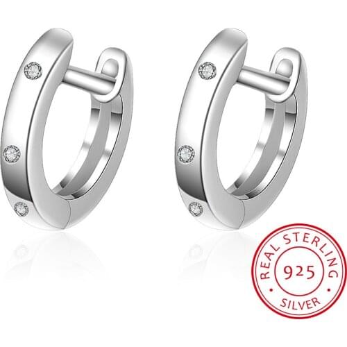 Real 925 Sterling Silver Circle Hoop Earrings Fashion Jewelries for Women Female High Quality