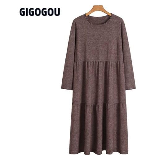 GIGOGOU Oversized Women Sweater Dress Autumn Winter Casual Loose Jumper Top Knitted Pullover Straight Dresses Tunic Tops