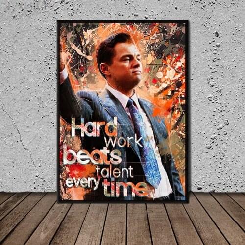 Hard Work Beats Talent Every Time Hang Picture Printed on Canvas Oil Painting Wall Art Canvas Painting Posters Office Decor
