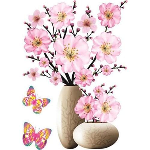 1 Sheet DIY Plant Vase 3D Stereo Stickers Self-Adhesive Wall Refrigerator Decoration Waterproof Home Decor Posters LBShipping