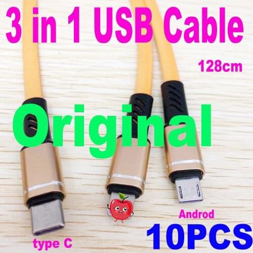 10PCS 3 IN 1 Phone Cables USB Charger Cable for Samsung Huawei Xiaomi Apple+ Android Type C Micro USB Charging Cable Cord