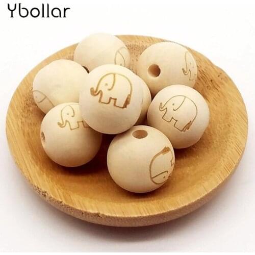 10pcs/lot 20mm Round Natural Wood Spacer Beads Smiling Face Heart Star Baby Teether For Jewelry Making Bracelet Accessories