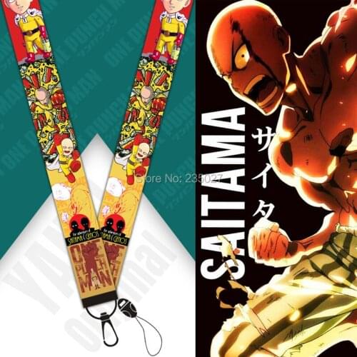 10 pcs/lot Anime ONE PUNCH-MAN phone lanyard phone straps Saitama keychain key chain rope keyring key ring strap