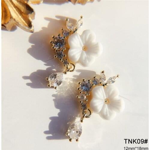 10pcs TNK09 Gold Flower Tassel Alloy Zircon Nail Art Crystals Rhinestone Jewelry Nails Accessories Supplies Decorations Charms