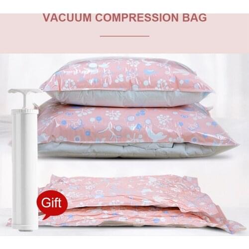 10pack Vacuum Storage Bags Space Saving Compressed Bags With Hand Pump Reusable Blanket Clothes Quilt Seal Organizer Packet