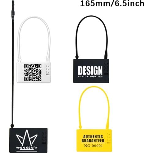 100Pcs Custom Hang Tags Disposable Plastic Garment Security Clothing Brand Logo Label Tag for Clothes Shoes Bags Gift 165mm/6.5"