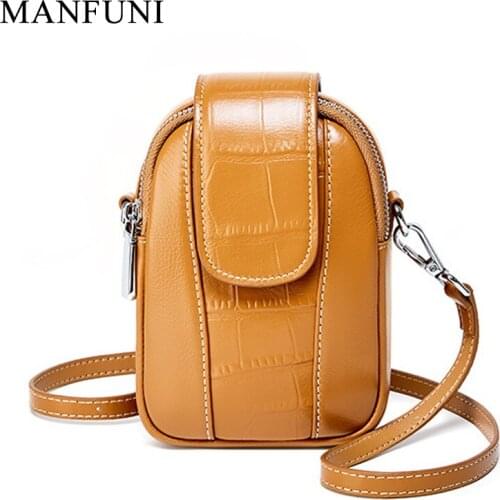 100% Genuine Leather Crossbody Bag for Women Crocodile Pattern Small Phone Bag For Girl Shoulder Bags Handbag Purse Bolsa