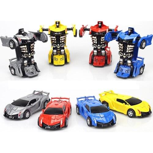 2 IN 1One-key Collision Transformation Robot Car Model Toys Deformation Car Robots Action Figure Classic Toy For Kids Boy Gifts