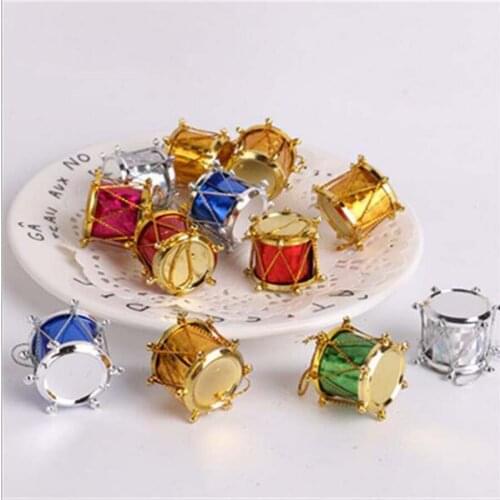 36Pcs 3Bag 12Pcs/Pack Mixed Color Tabour Mini Drum Pendant Xmas Festival Christmas Tree Hanging Decor Decoration Gift Ornaments